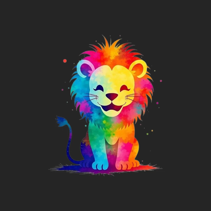 Colorful Cartoon Lion Illustration Male Pullover Sweatshirt