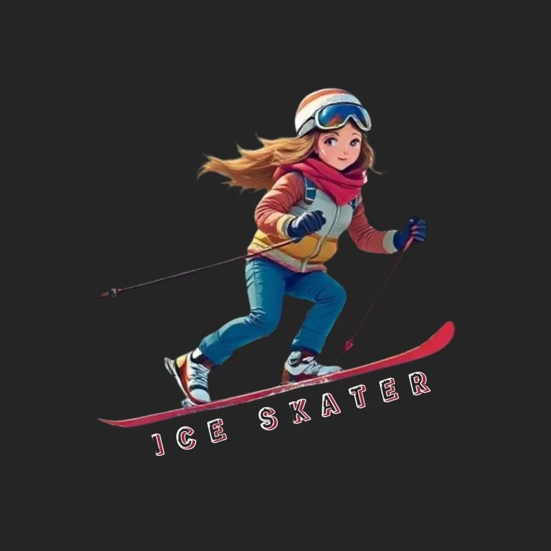 Animated Ice Skater in Winter Sports Gear Female Pullover Sweatshirt