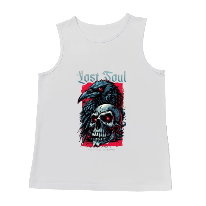 Lost Soul: Gothic Raven and Skull Dark Fantasy Illustration Male Tank Top