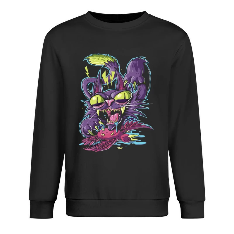 Angry Cartoon Cat Illustration Male Pullover Sweatshirt