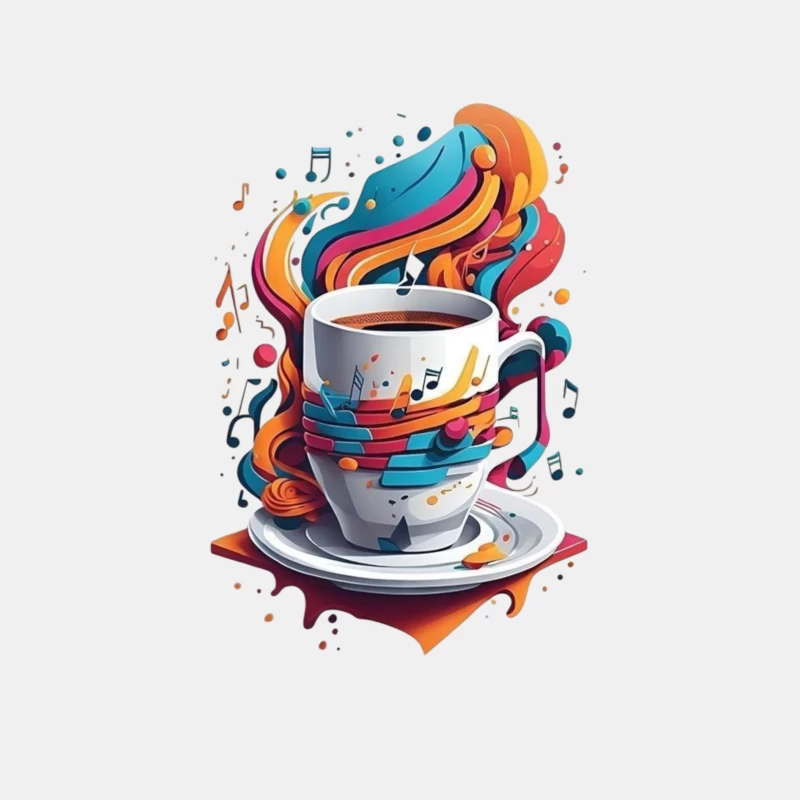 Colorful Coffee Cup with Musical Notes Male Tank Top