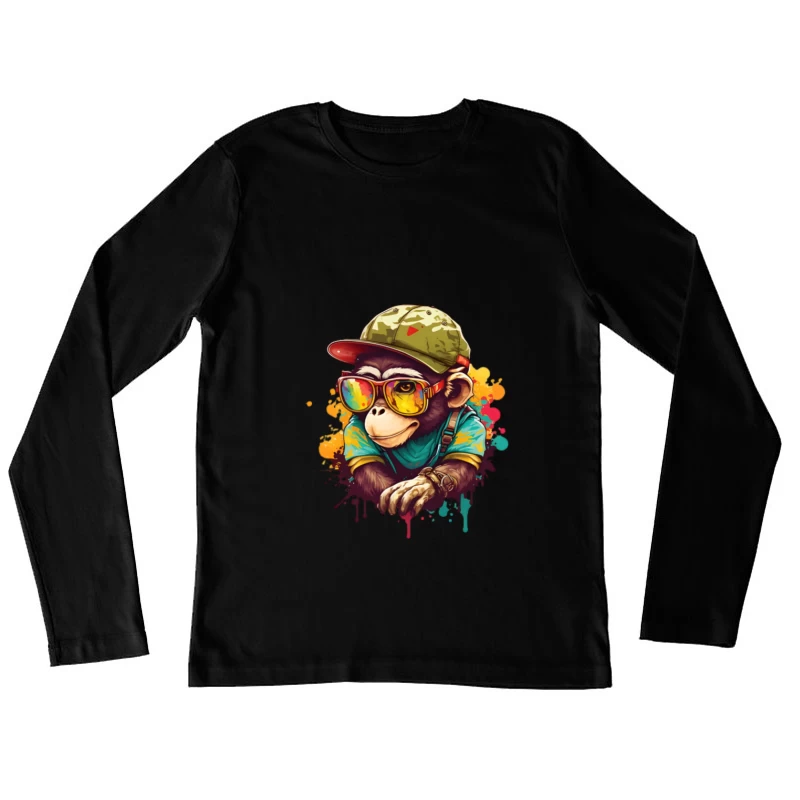 Stylischer Affe mit Sonnenbrille Damen Langarm T-Shirt