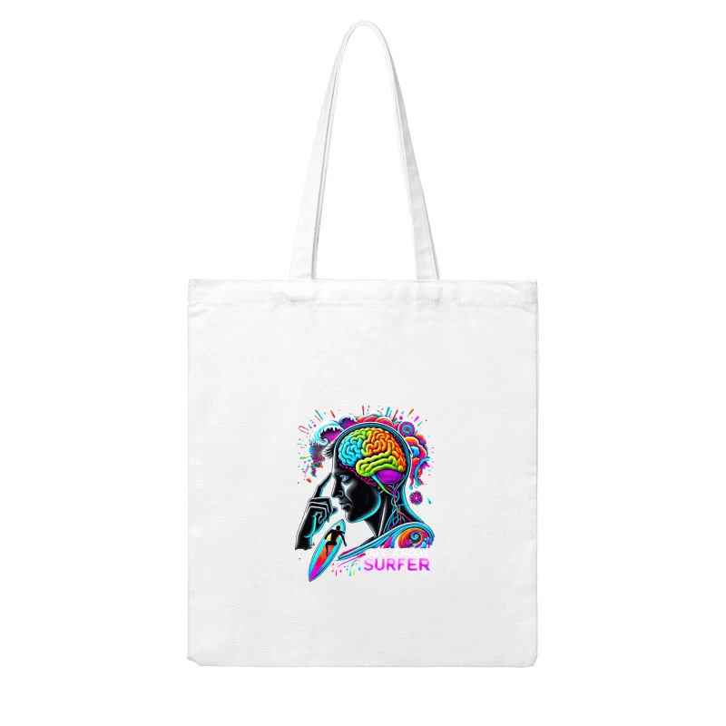 Psychedelic Surfer Brain Wave Art Cotton Tote Bag