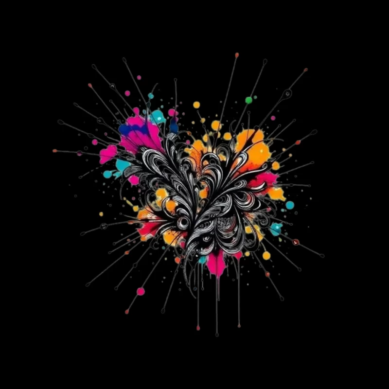 Colorful Abstract Floral Art Illustration Pin