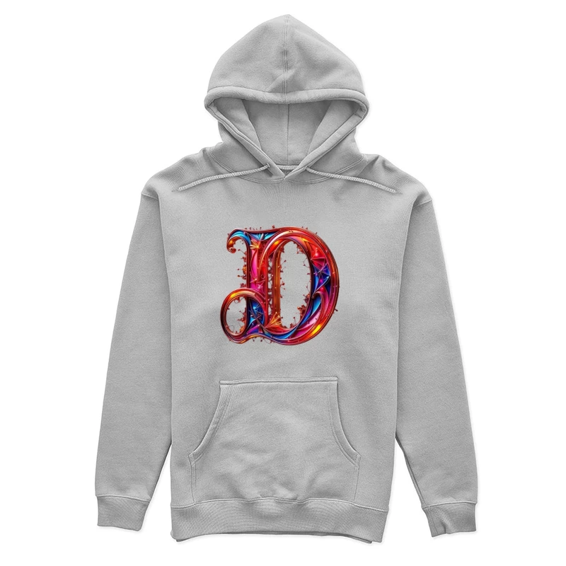 Ornate Gothic Letter D with Vibrant Red and Blue Design Female Pullover Hoodie