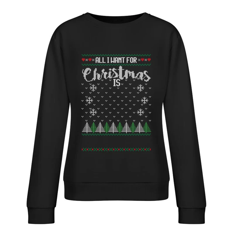 Design de Noël avec sapins et flocons Femme Sweat-shirt à enfiler