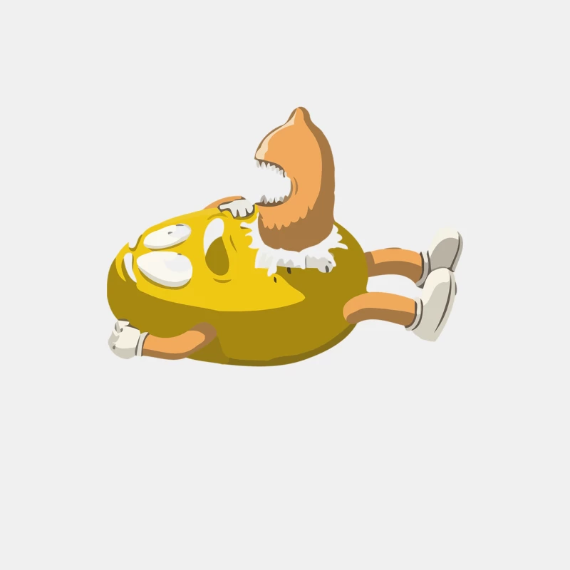 Humorous Yellow Cartoon Character Being Bitten Male Tank Top