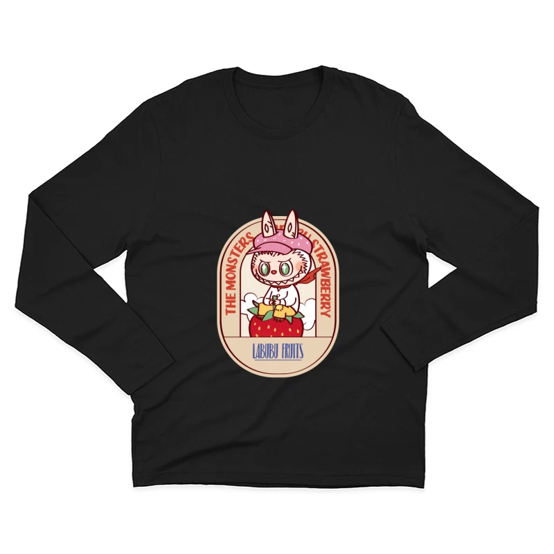 Süße Monster mit Erdbeeren Design Herren Langarm T-Shirt