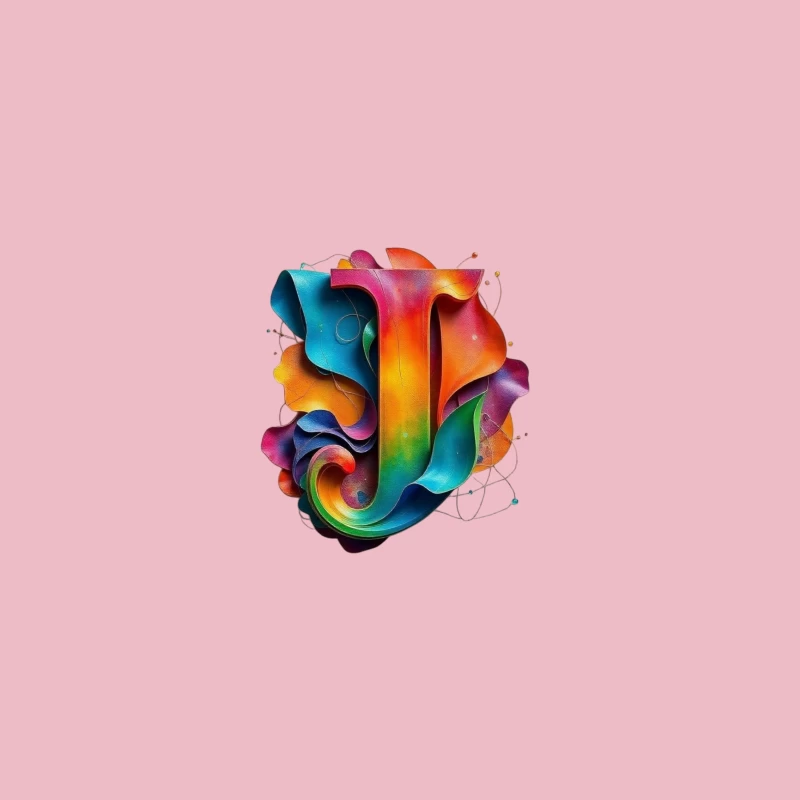 3D Colorful Abstract Typography Letter J Design iPhone Case