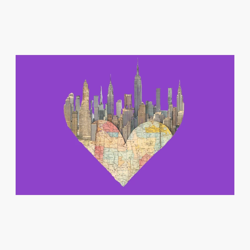 New York Love: Skyline and Map Heart Collage Travel Mug
