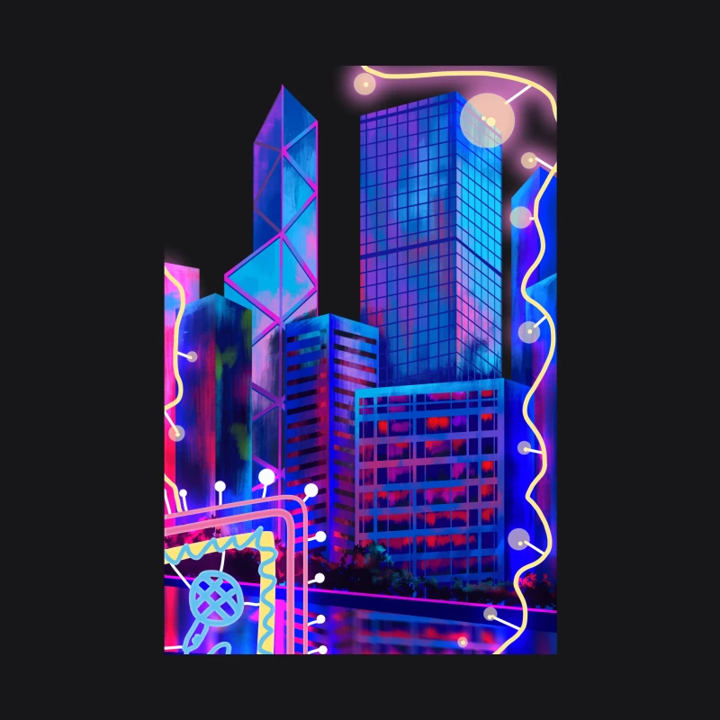 Neon Skyline Kunst Herren Pullover Hoodie