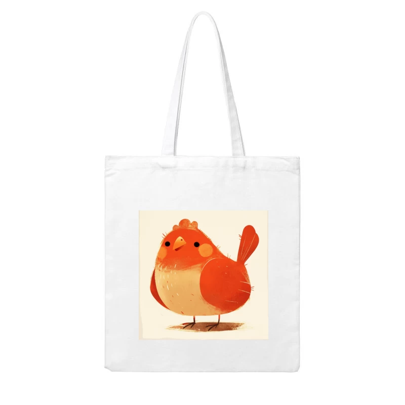 Cute Red Robin Bird Illustration Cotton Tote Bag