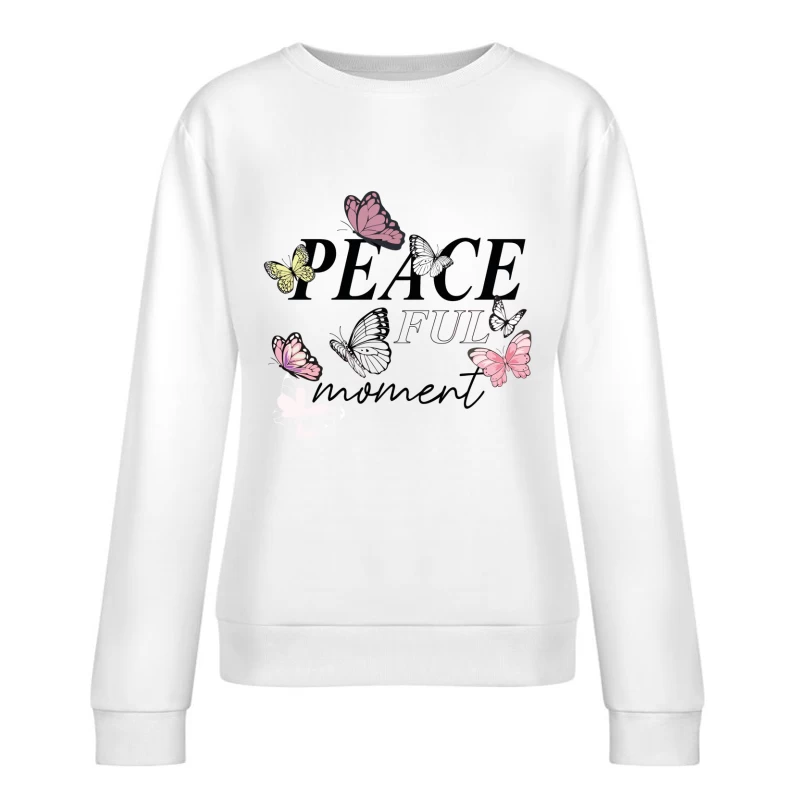 Peaceful Moment – Elegant Butterfly Serenity Female Pullover Sweatshirt