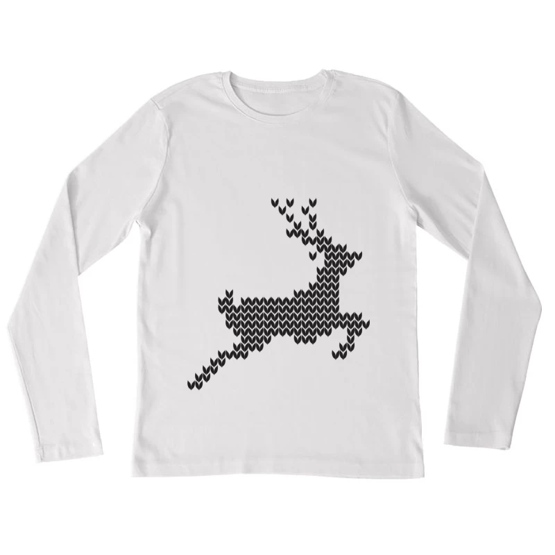 Art géométrique de cerf sauteuse Femme Manches Longues T-Shirt