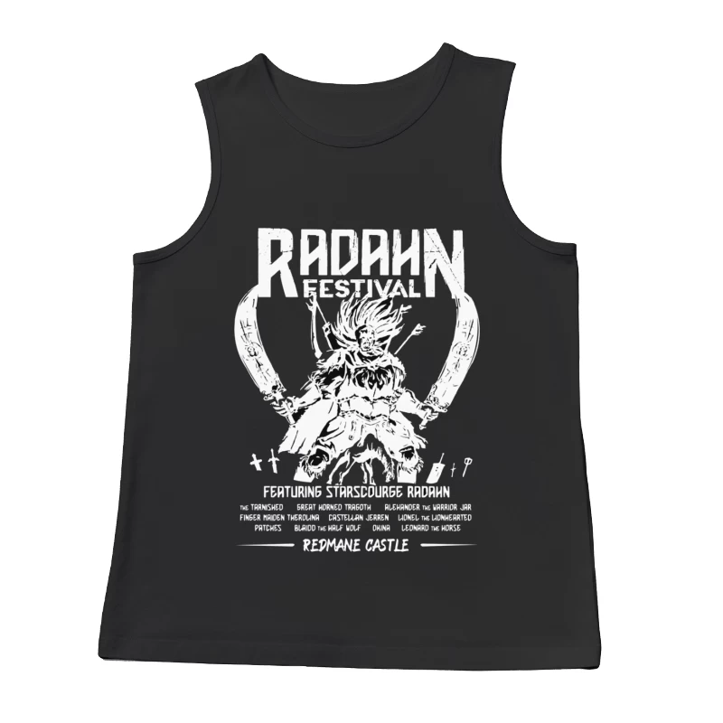 Black and White Manga-Style Festival Poster for Radahn Event Male Tank Top