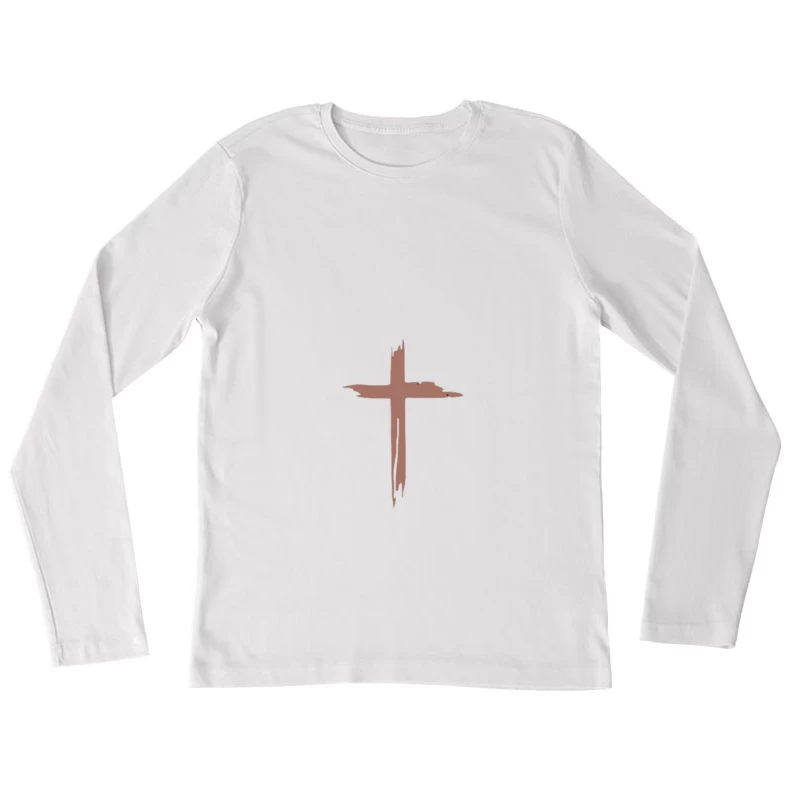 Croix en bois sur noir Femme Manches Longues T-Shirt