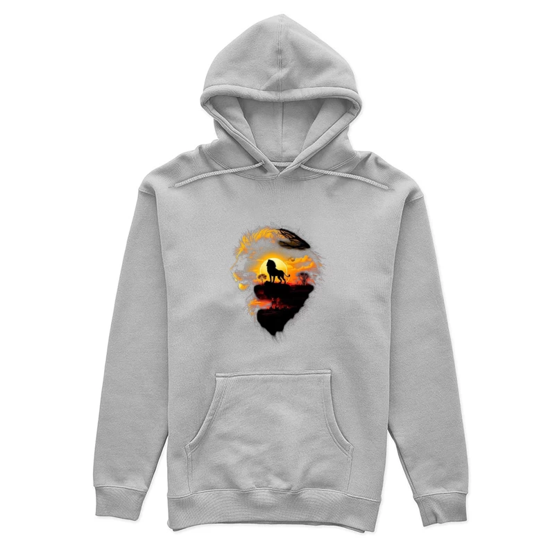 Majestic Lion Silhouette with Sunset Landscape Female Pullover Hoodie