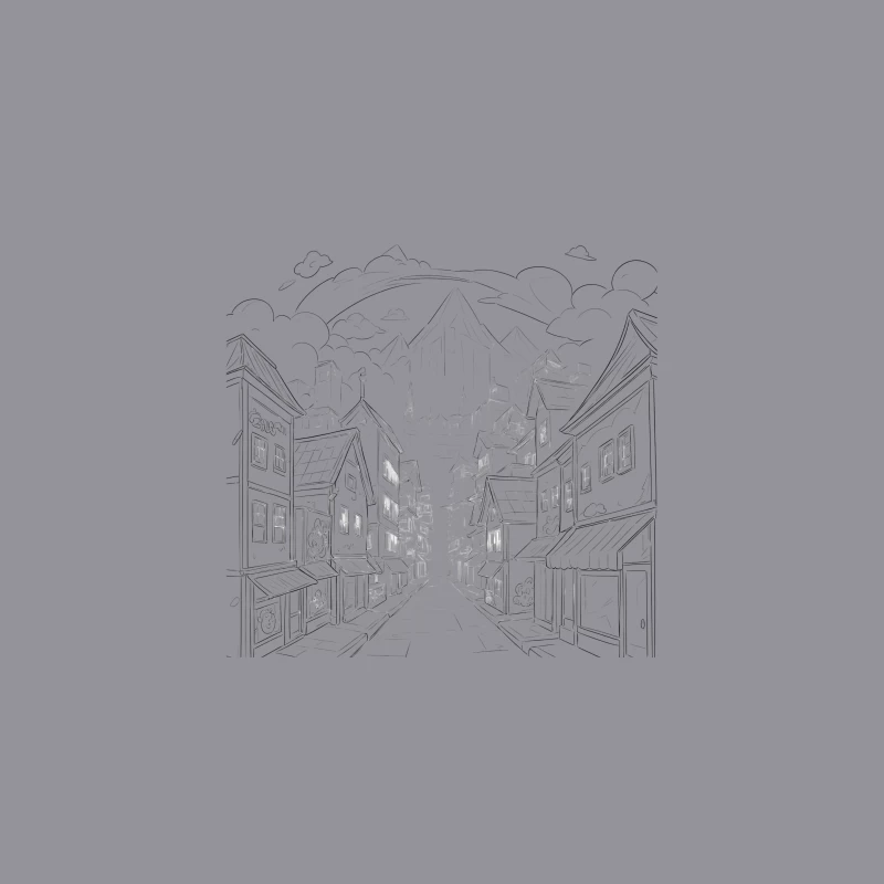 Charming Village with Mountains Desk Mat