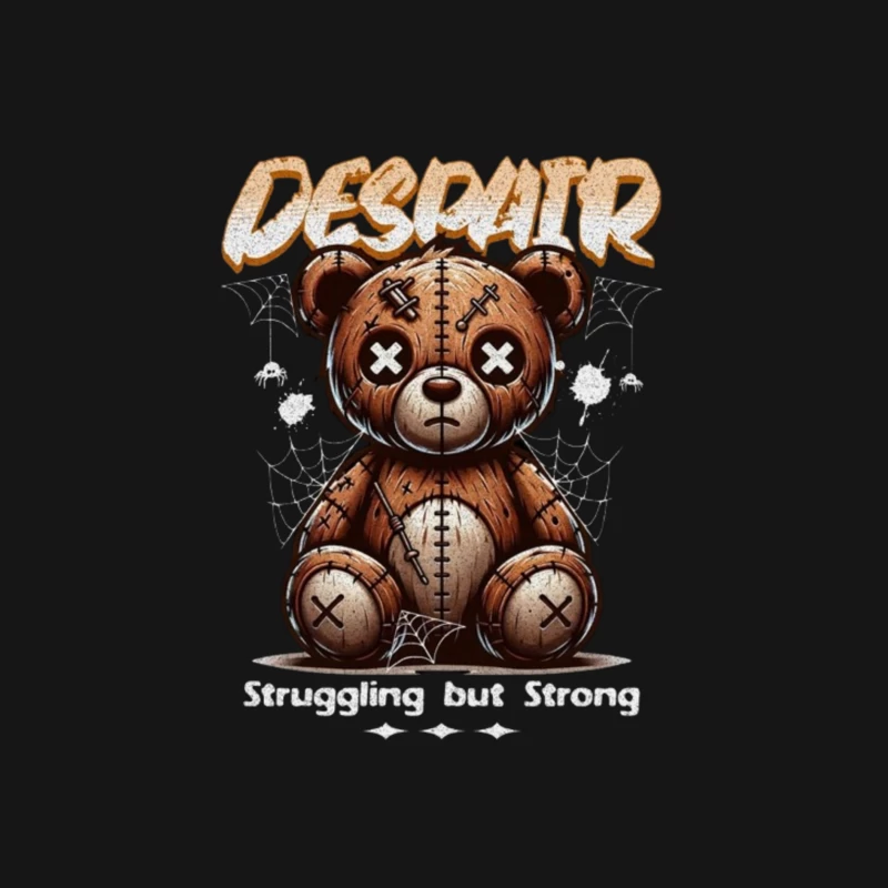 Gothic Stitched Teddy Bear with Despair Theme Male Long Sleeve T-Shirt