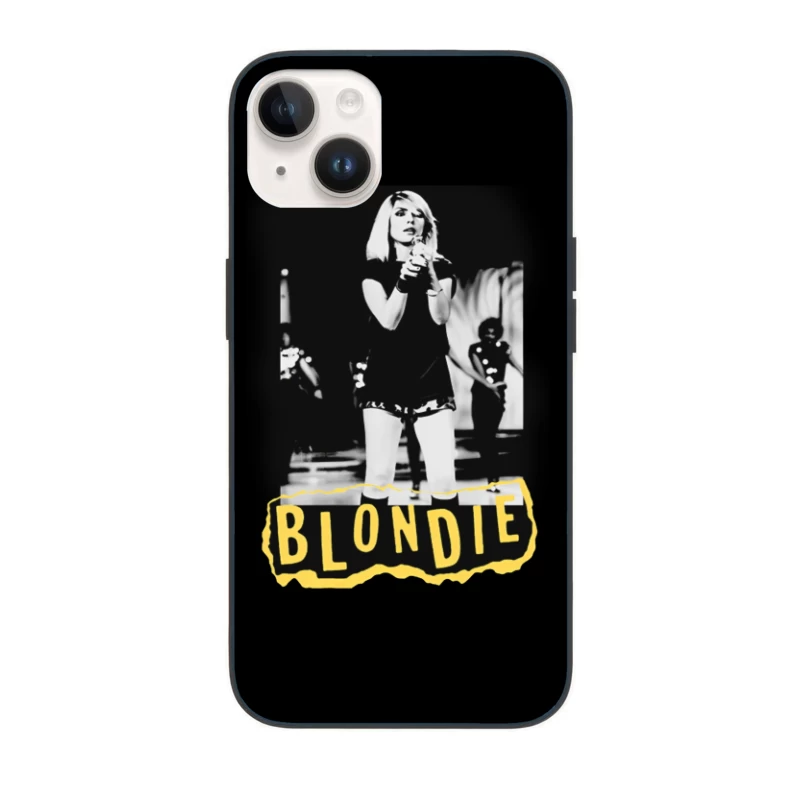 Iconic Blondie Concert Performance in Black and White, 1970s iPhone Case