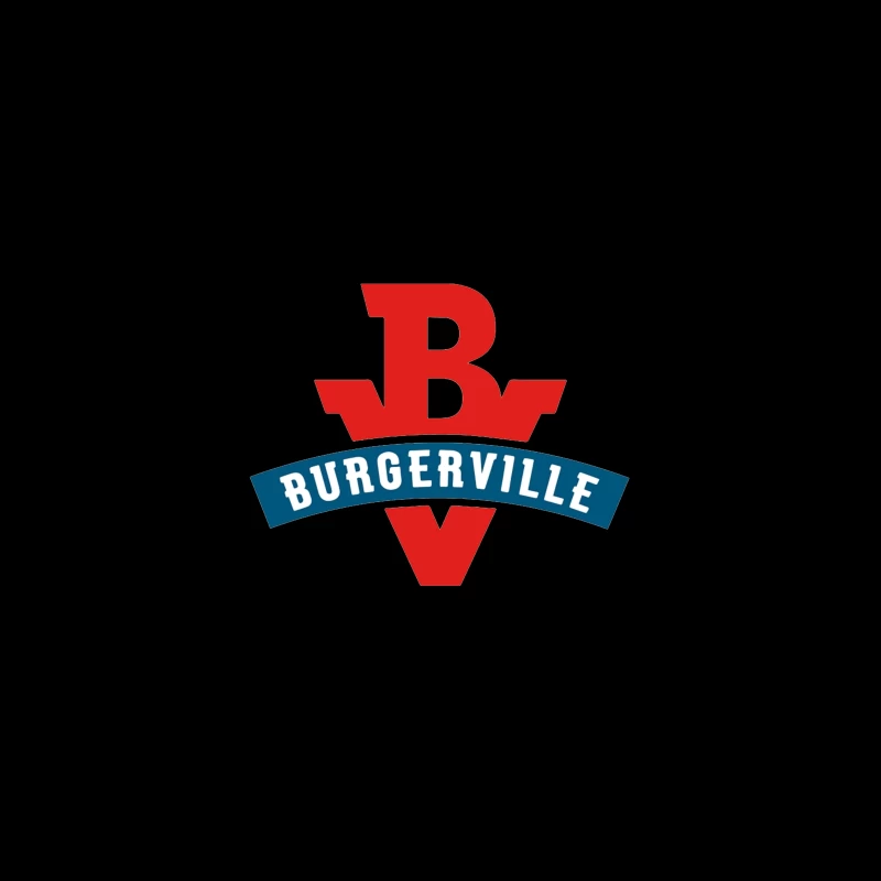 Burgerville Fast Food Restaurant Logo Design in Red and Blue Desk Mat