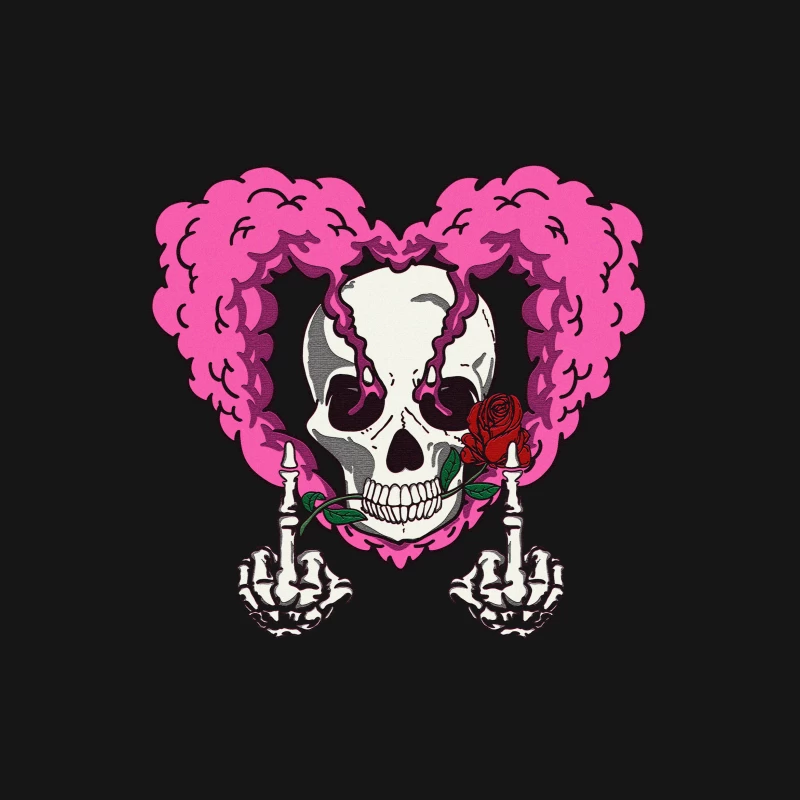 Schädel mit Herz und Rose Herren T-Shirt