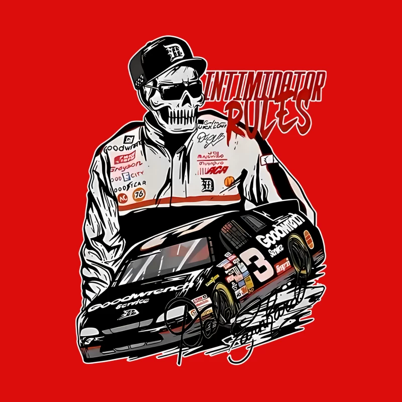 Intimidator-Regeln: Rennfahrer mit Autoillustration Herren Tanktops