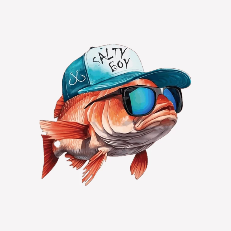 Lustiger Fisch mit Sonnenbrille und Kappe Herren T-Shirt