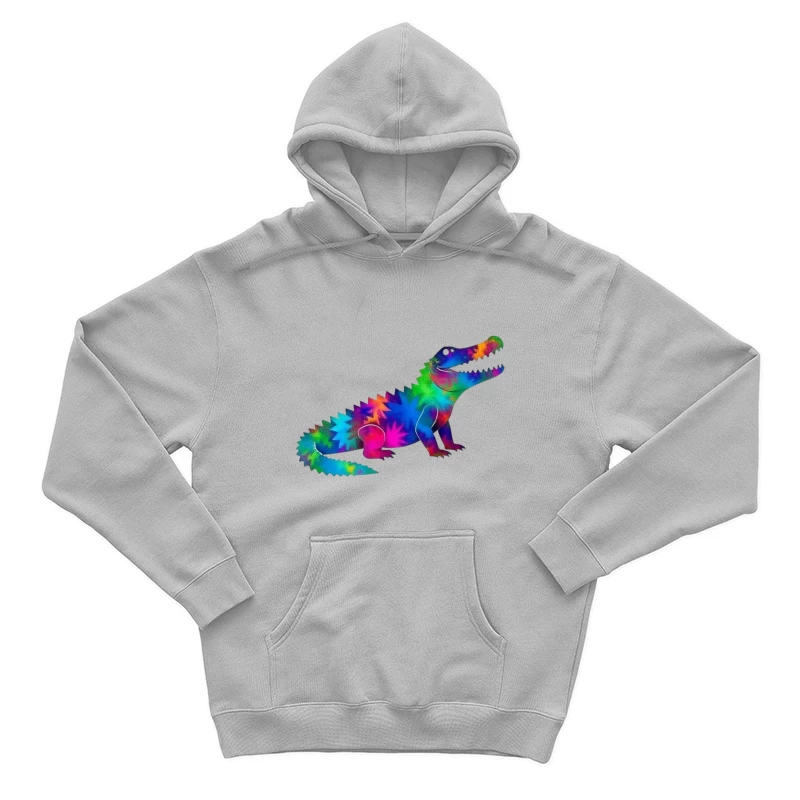 Rainbow Tie-Dye Dinosaur Digital Art Male Pullover Hoodie