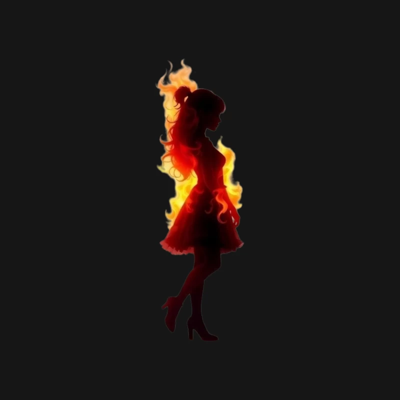 Fiery Female Silhouette in Elegant Dress Mouse Pad