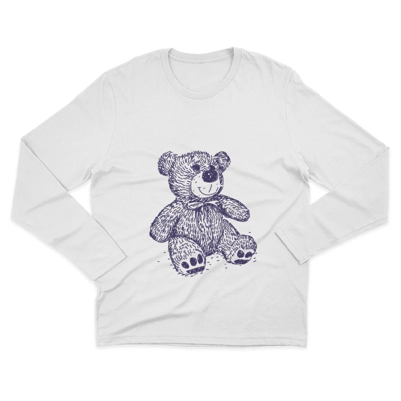 Niedlicher Teddy mit Schleife Herren Langarm T-Shirt