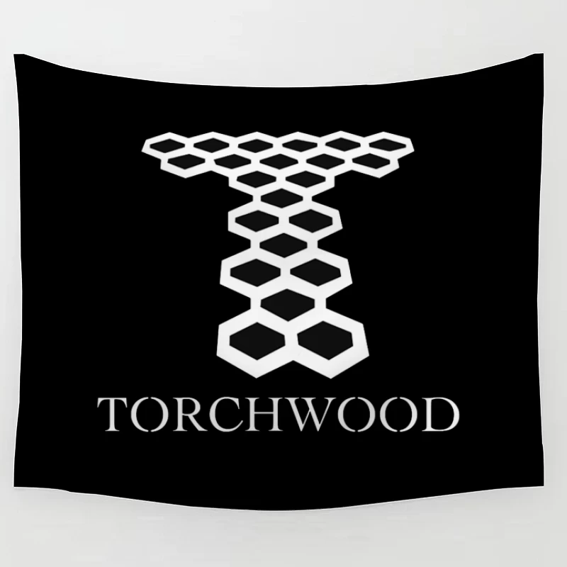 Torchwood Series Geometric Hexagonal Logo Design Tapestry