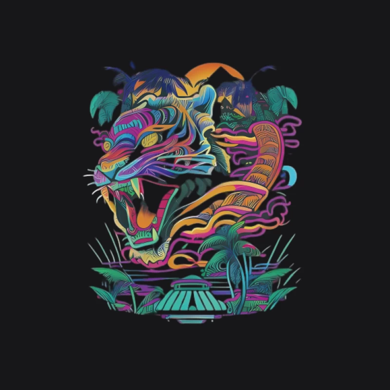 Tropischer Tigerkunst Herren Pullover Hoodie