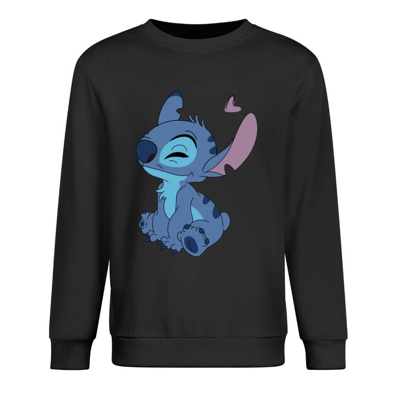 Süßer blauer Alien-Charakter mit Herz Herren Pullover Sweatshirt