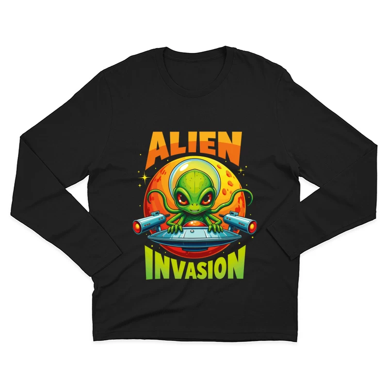 Retro Pixel Alien Invasion – Vibrant 8-bit Extraterrestrial Style! Male Long Sleeve T-Shirt