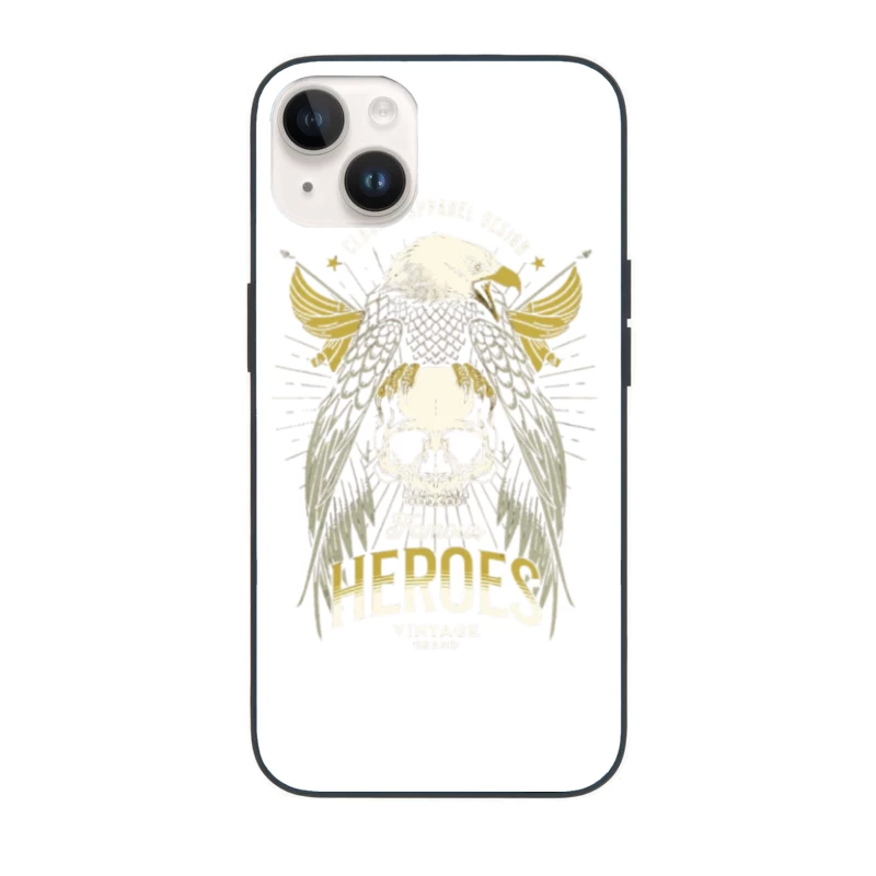 Heroic Eagle Skull with Golden Wings Vintage Design iPhone Case