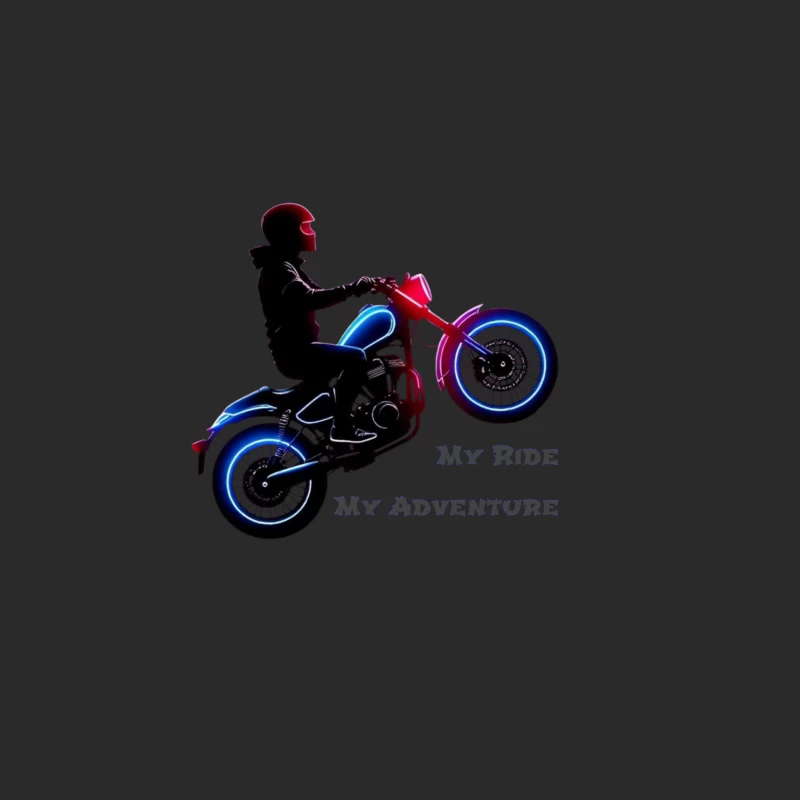 Neon-Lit Motorcycle Rider Silhouette with Adventure Quote Baseball Cap