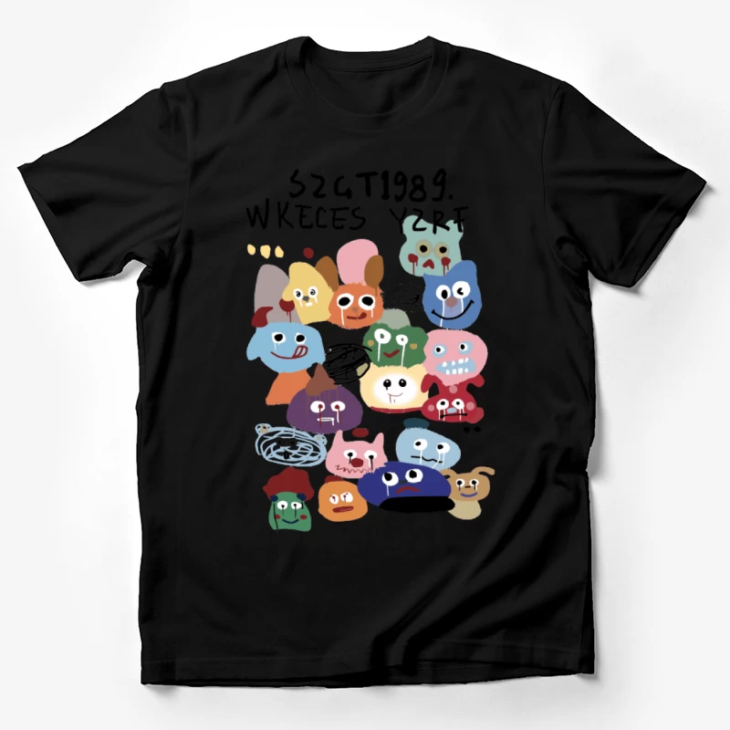Bunte Monster Gesichter Illustration Herren T-Shirt