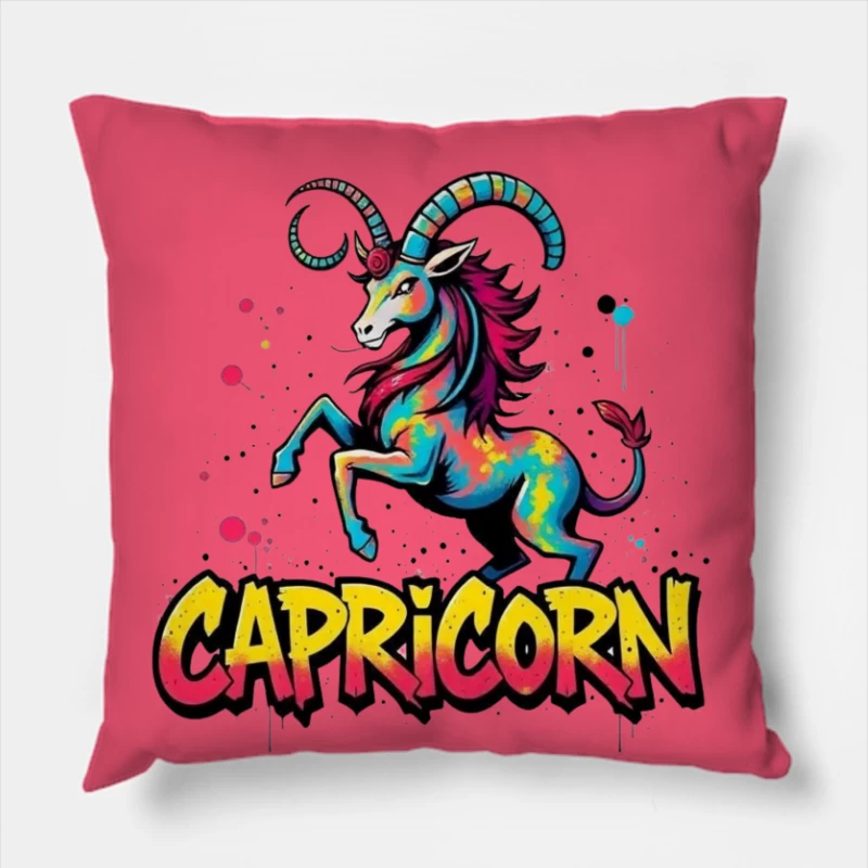 Vibrant Capricorn Zodiac Art Throw Pillow