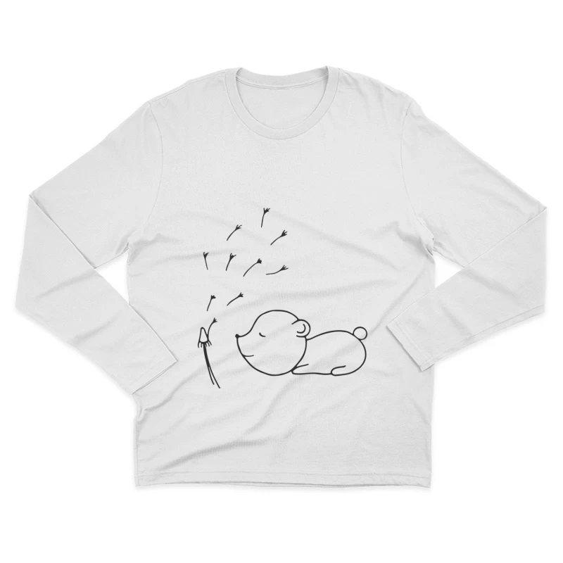Ours et Fleurs de Pissenlit Homme Manches Longues T-Shirt