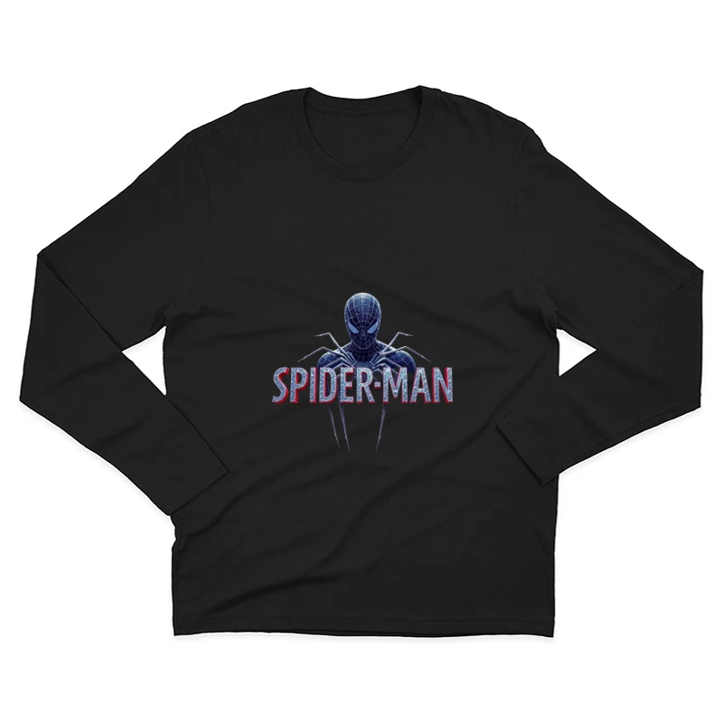 Spider-Man Black Suit Logo with Classic Text Design Male Long Sleeve T-Shirt