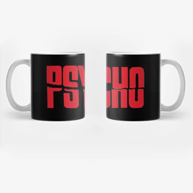 Red Typography Logo of Classic Horror Film "Psycho" Coffee Mug