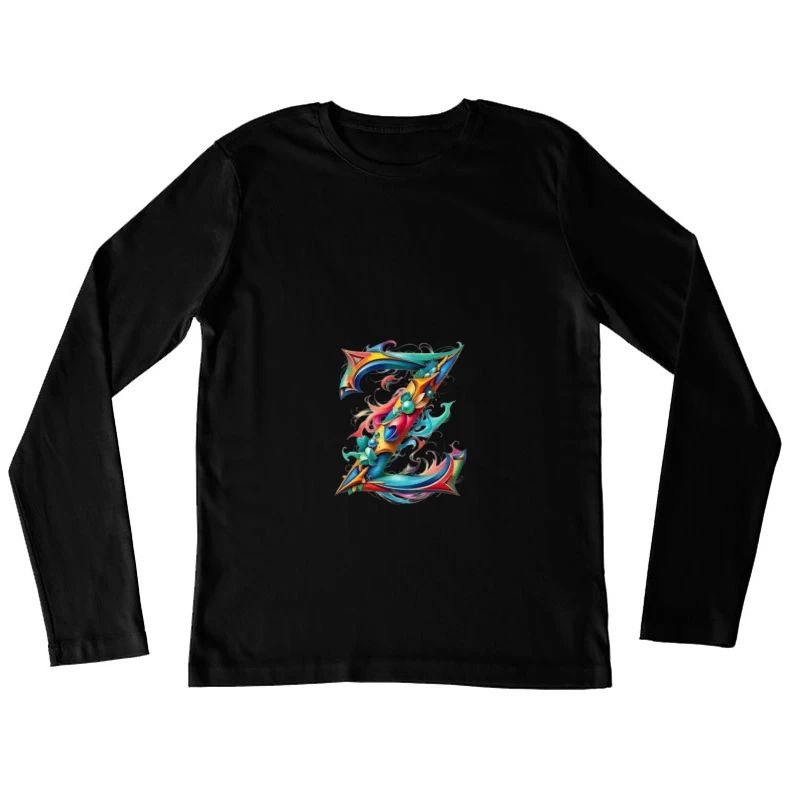 Ornate Floral Letter Z in Vibrant Colors Female Long Sleeve T-Shirt