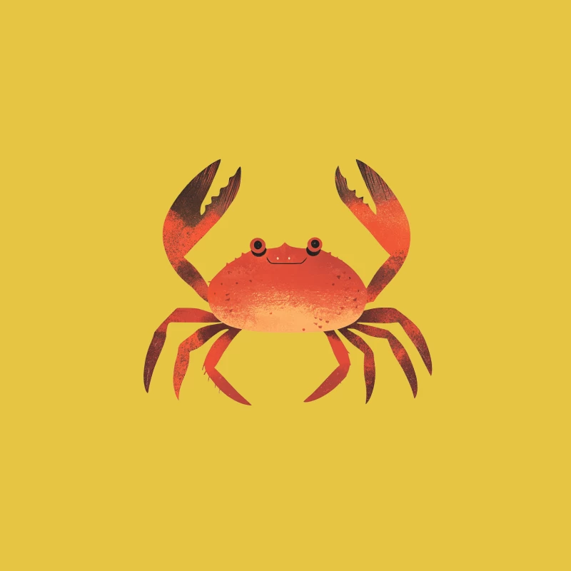 Cute Red Crab Cartoon Ocean Beach Decor Nautical Seafood Art Crab Print Coastal Design Male T-Shirt