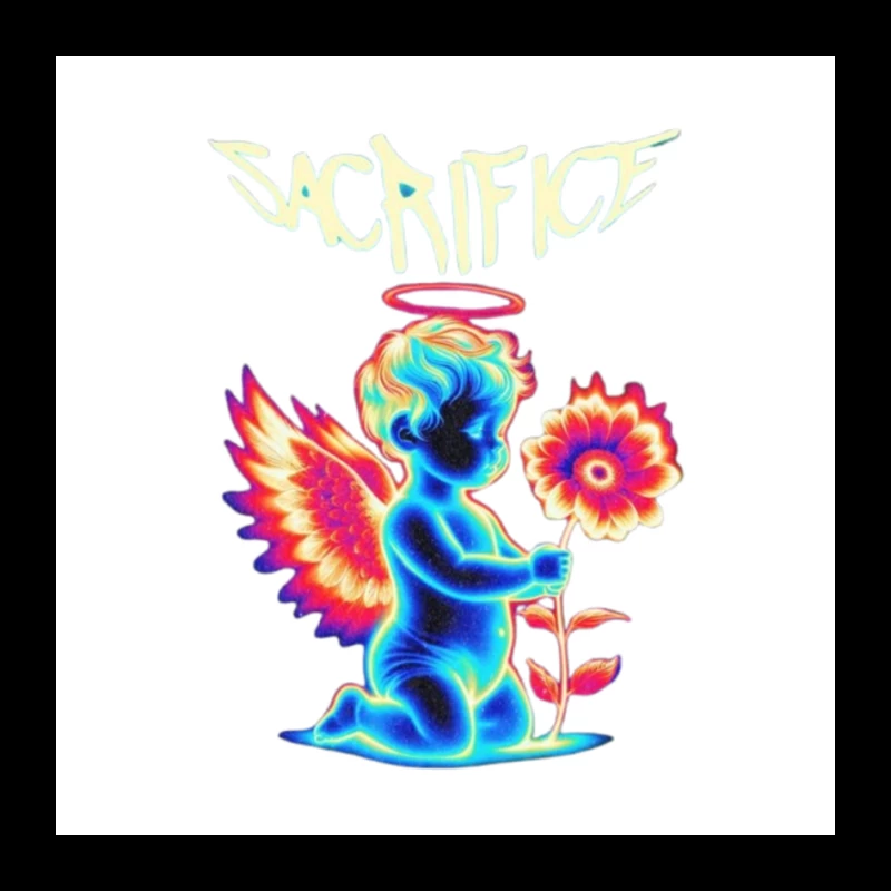 Neon Angel with Rainbow Wings - Sacrifice Art Pin