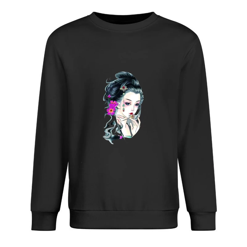 Elegante Frau mit Blüten Herren Pullover Sweatshirt