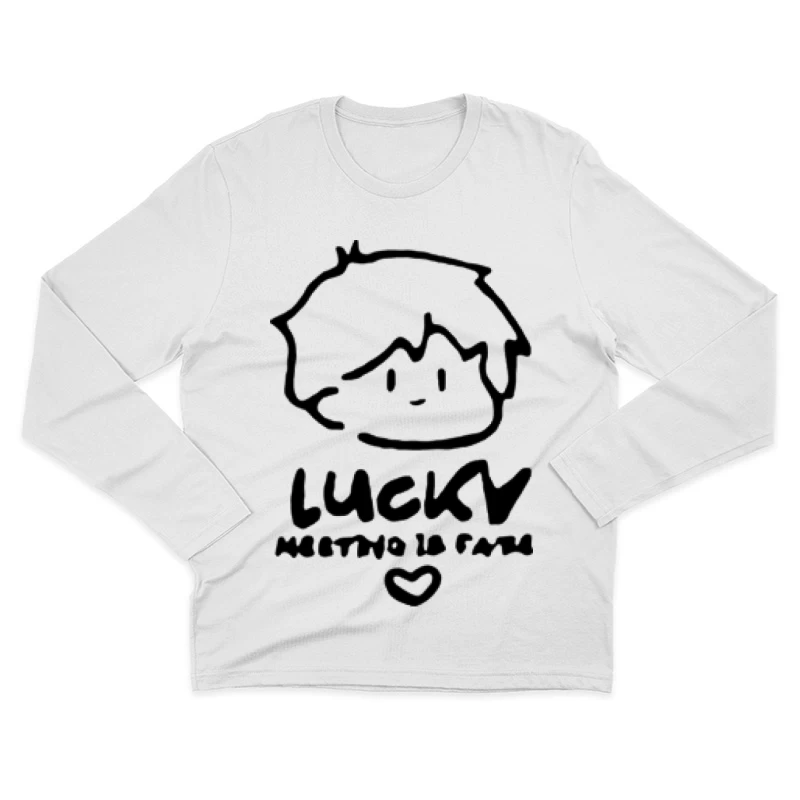 Niedliche Zeichnung von Lucky mit Spruch Herren Langarm T-Shirt