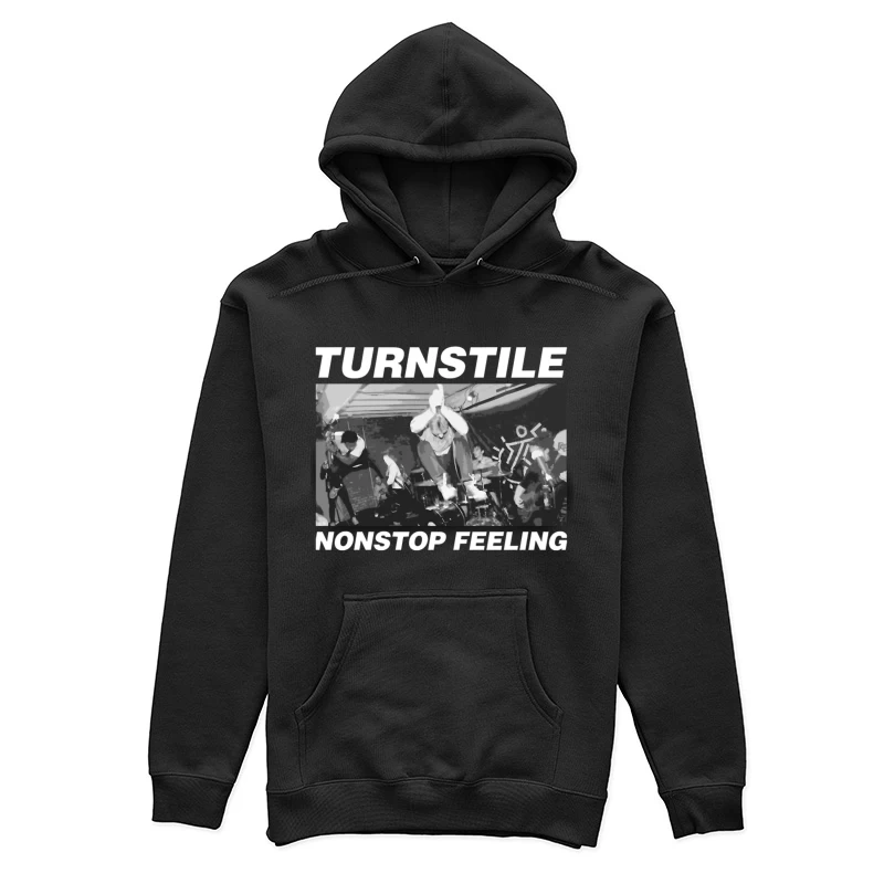 Energetic Hardcore Punk Band Live Performance in Black and White Female Pullover Hoodie