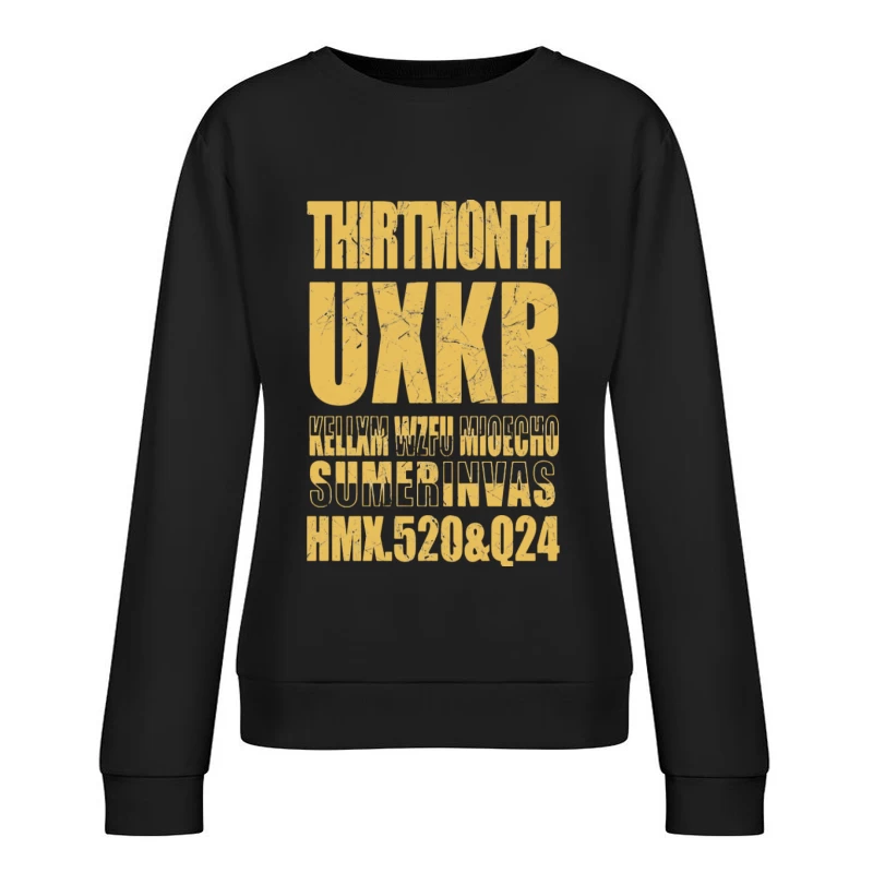 Rätselhafte Typografie auf zerkratztem Hintergrund Damen Pullover Sweatshirt