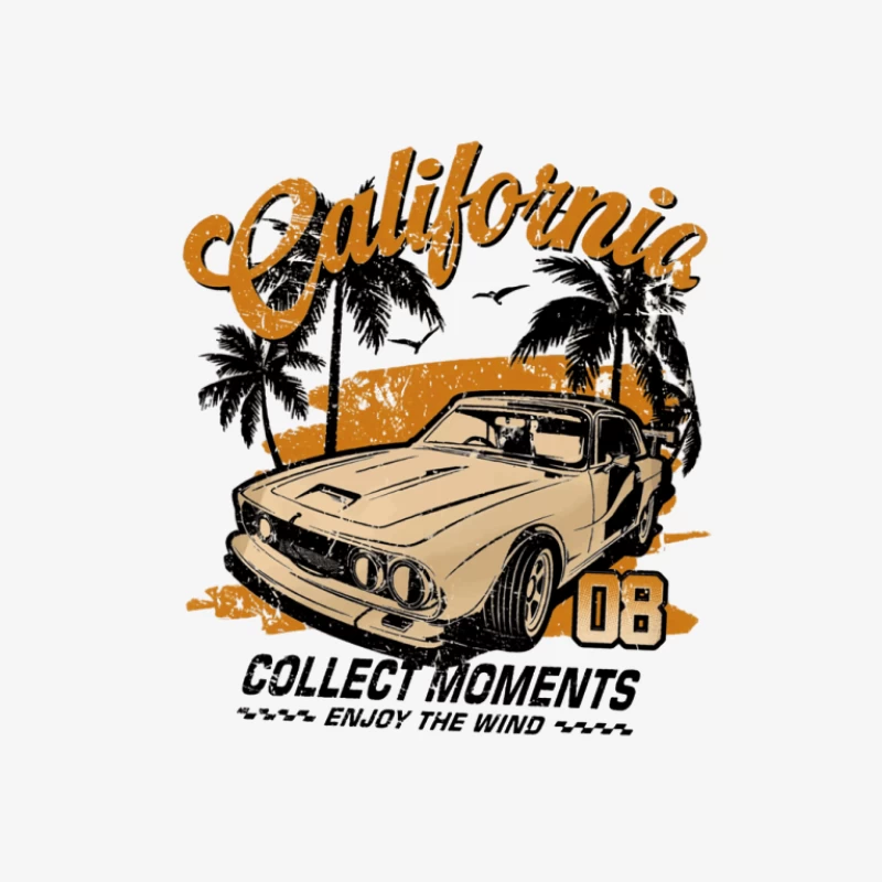 Kalifornien Vintage Auto und Palmen Herren Langarm T-Shirt